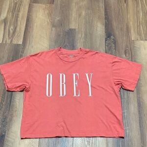 OBEY Crop oversized shirt womens size Medium